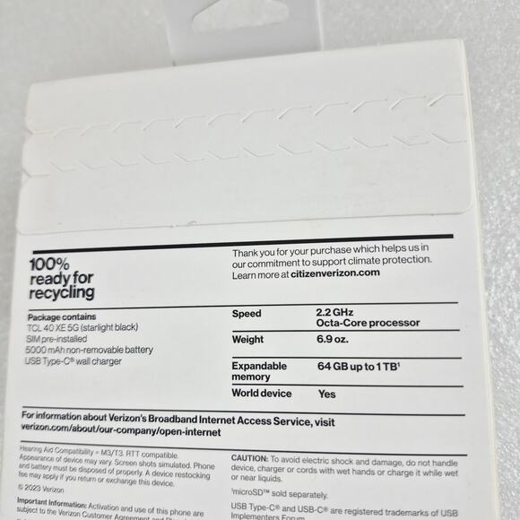 TCL 40 XE 5G 64GB Starlight Black Prepaid Verizon Locked 2023 Smartphone NEW NIB - Picture 3 of 6